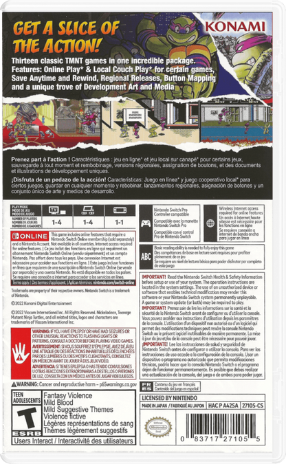 Teenage Mutant Ninja Turtles Cowabunga Collection Limited Edition back of box for Nintendo Switch (NS) video game