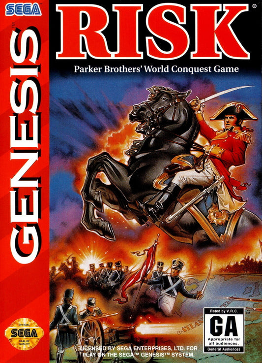 Risk Parker Brothers World Conquest Game Sega Genesis retro video game strategy board game cover art (1994)