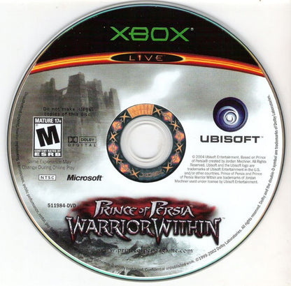 Prince of Persia: Warrior Within Xbox action-adventure video game disc