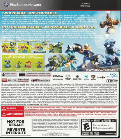 Skylanders: Swap Force back cover art for PlayStation 3 (PS3) video game