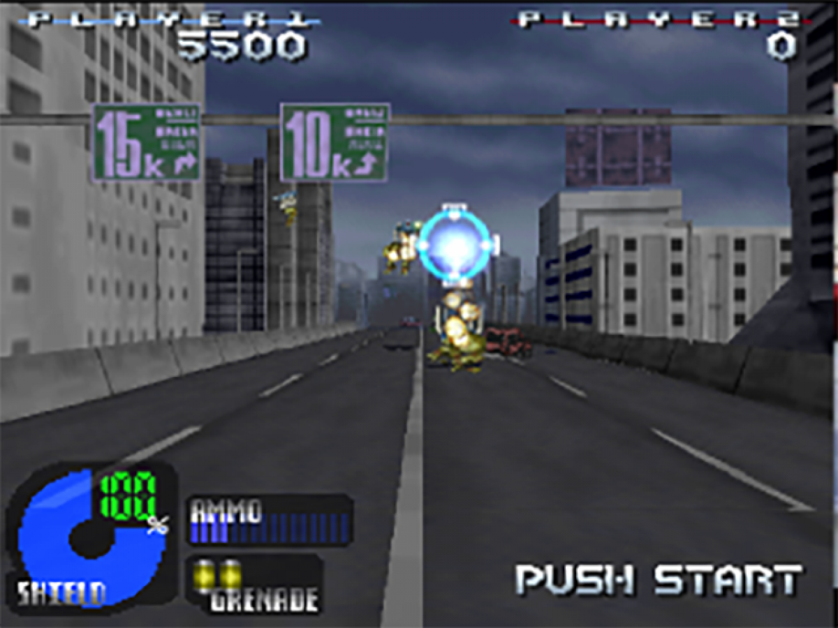 Project Horned Owl PS1 PlayStation 1 light gun shooter mech combat sci fi action game rail shooter cyberpunk retro video game gameplay 