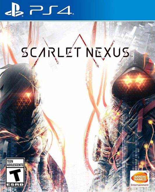 Scarlet Nexus for PlayStation 4 (PS4) at Gamers INC, featuring a futuristic action RPG with fast-paced psychokinetic combat, stylish anime-inspired visuals, and a dual-protagonist story where you unravel the mystery of the Other threat in the world of New Himuka front cover
