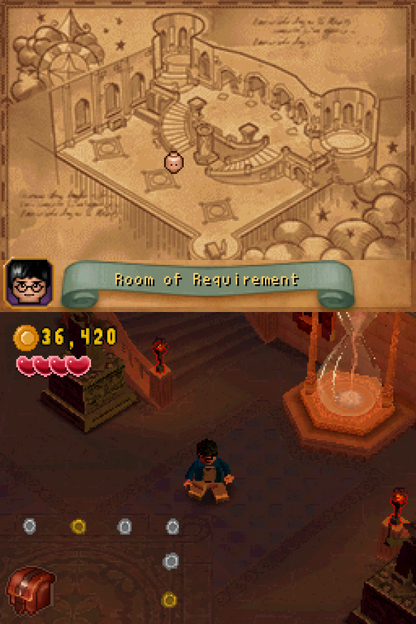 LEGO Harry Potter Years 1-4 retro Nintendo DS video game LEGO Harry Potter fantasy adventure puzzle solving magic spells wizard school cooperative gameplay handheld console title Nintendo DS release gameplay