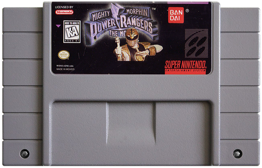 Mighty Morphin Power Rangers The Movie for Super Nintendo side scrolling beat em up featuring the Power Rangers battling enemies from the film with co op gameplay and action combat levels cartridge 
