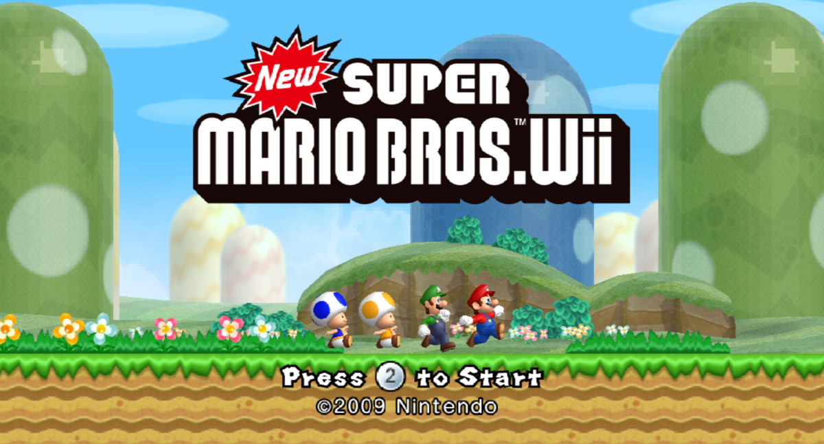 New Super Mario Bros. [Not for Resale Sleeve] – Nintendo Wii (Wii) side-scrolling platformer adventure video title screen