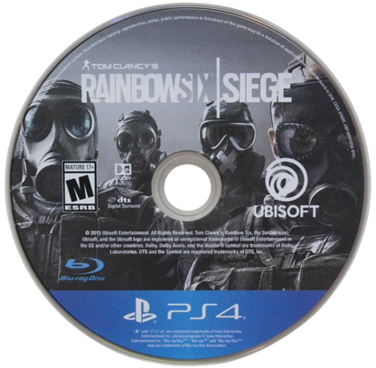 Tom Clancy's Rainbow Six: Siege – PlayStation 4 (PS4) video game disc, tactical first-person shooter.