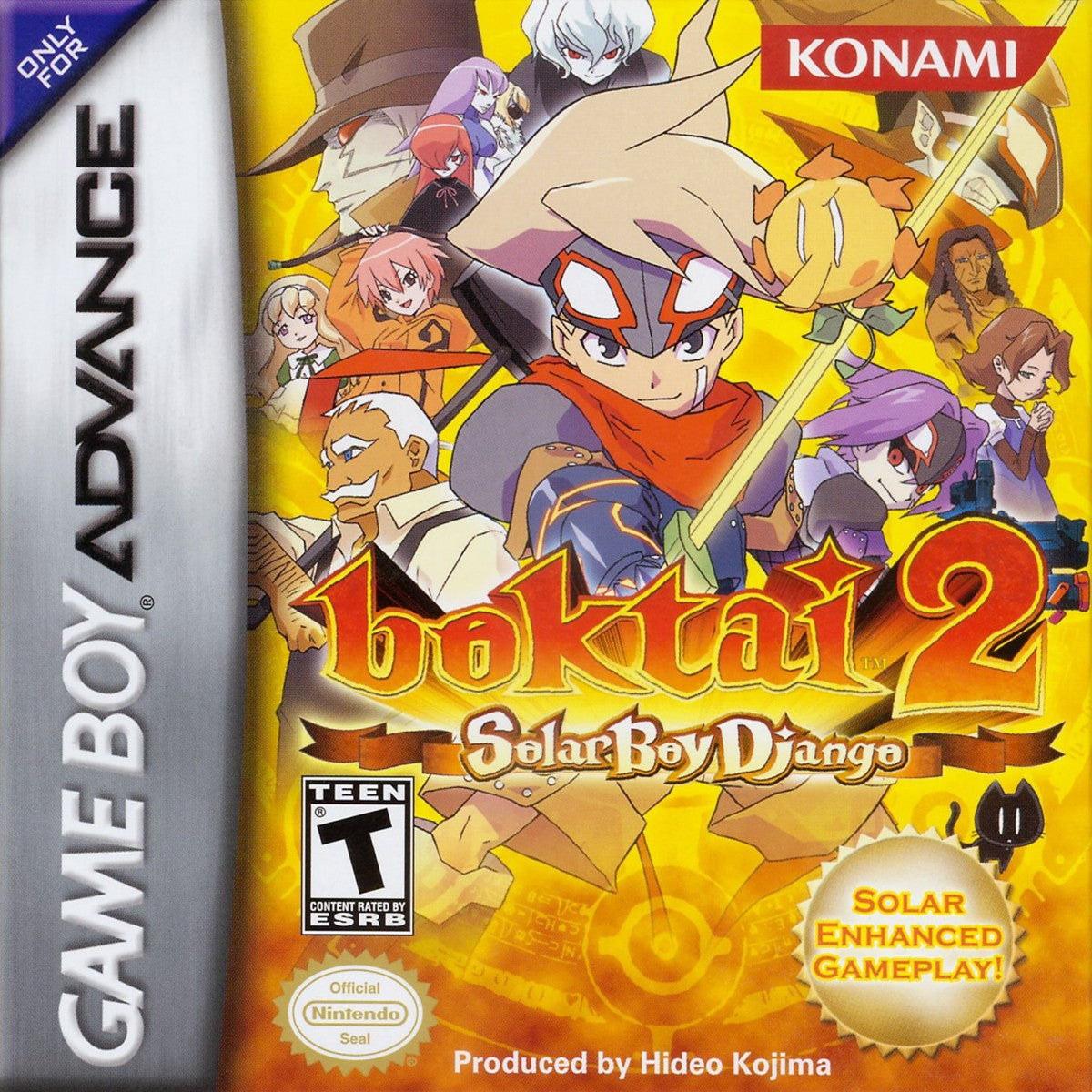 Boktai 2: Solar Boy Django for Game Boy Advance action RPG featuring solar sensor cartridge sunlight gameplay vampire hunting stealth elements sequel to Boktai series cover art