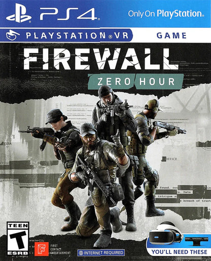 Firewall Zero Hour – PlayStation 4 (PS4) video game cover image, tactical VR first-person shooter by Sony Interactive Entertainment