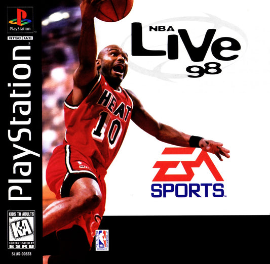 NBA Live 98 basketball simulation game featuring NBA teams and players season mode fast paced gameplay and realistic court action cover art