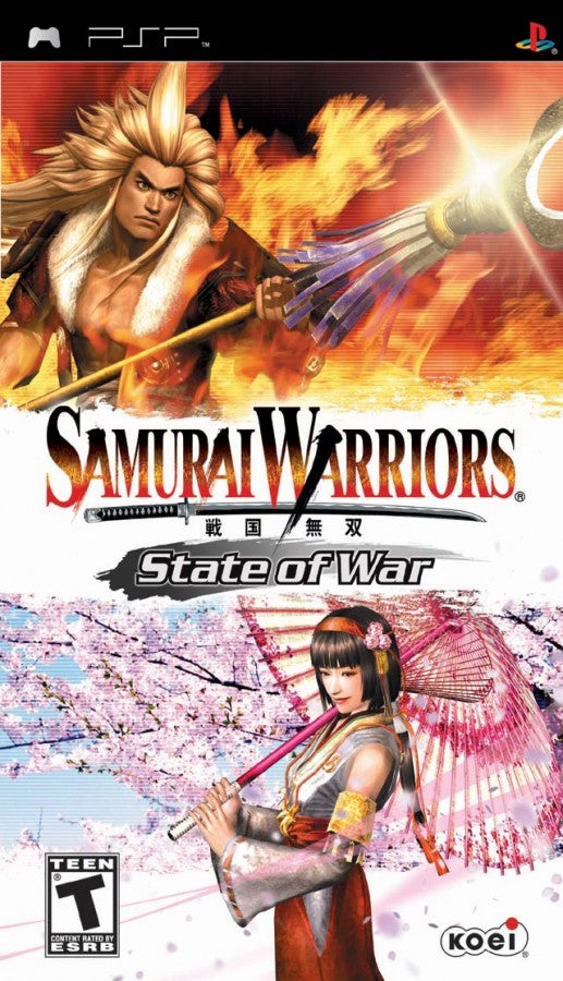 Samurai Warriors: State of War cover art for PlayStation Portable (PSP) hack-and-slash action game