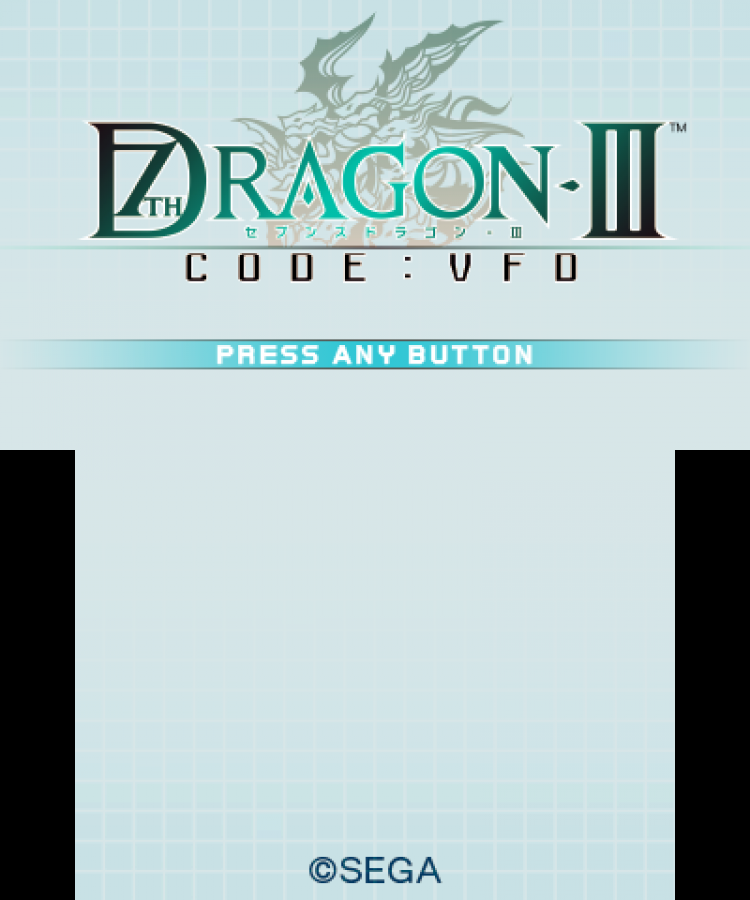 7th Dragon III Code: VFD [Launch Edition] start screen for Nintendo 3DS (3DS) role-playing video game