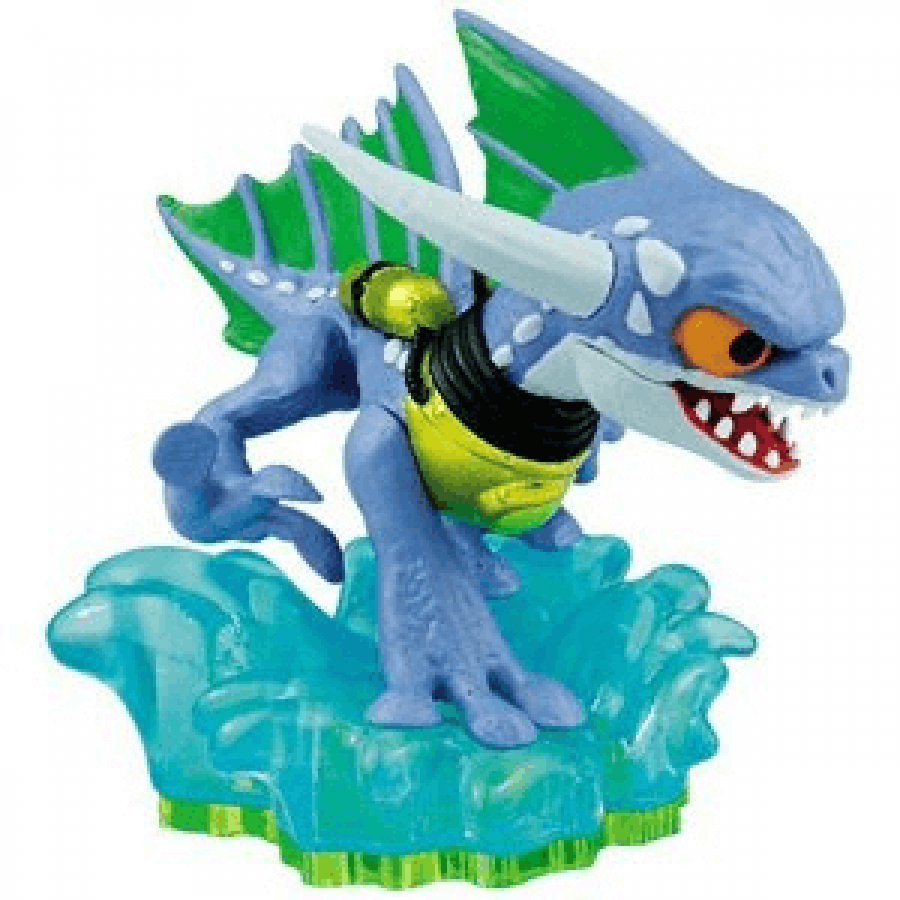 Zap Skylander figure inspired design featuring collectible aquatic dragon character aesthetic water elemental hero electric powers serpent like fantasy creature design colorful action adventure gaming collectible presentation