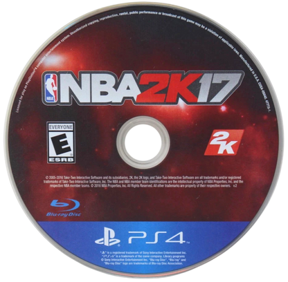 NBA 2K17 – PlayStation 4 (PS4) video game disc, basketball sports simulation game.