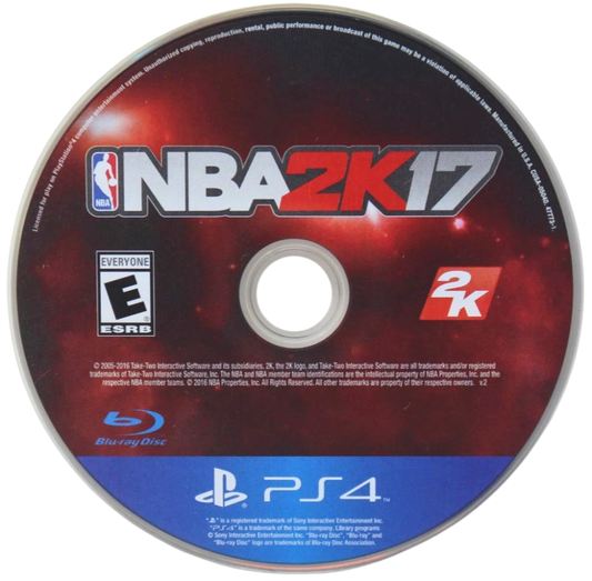 NBA 2K17 – PlayStation 4 (PS4) video game disc, basketball sports simulation game.