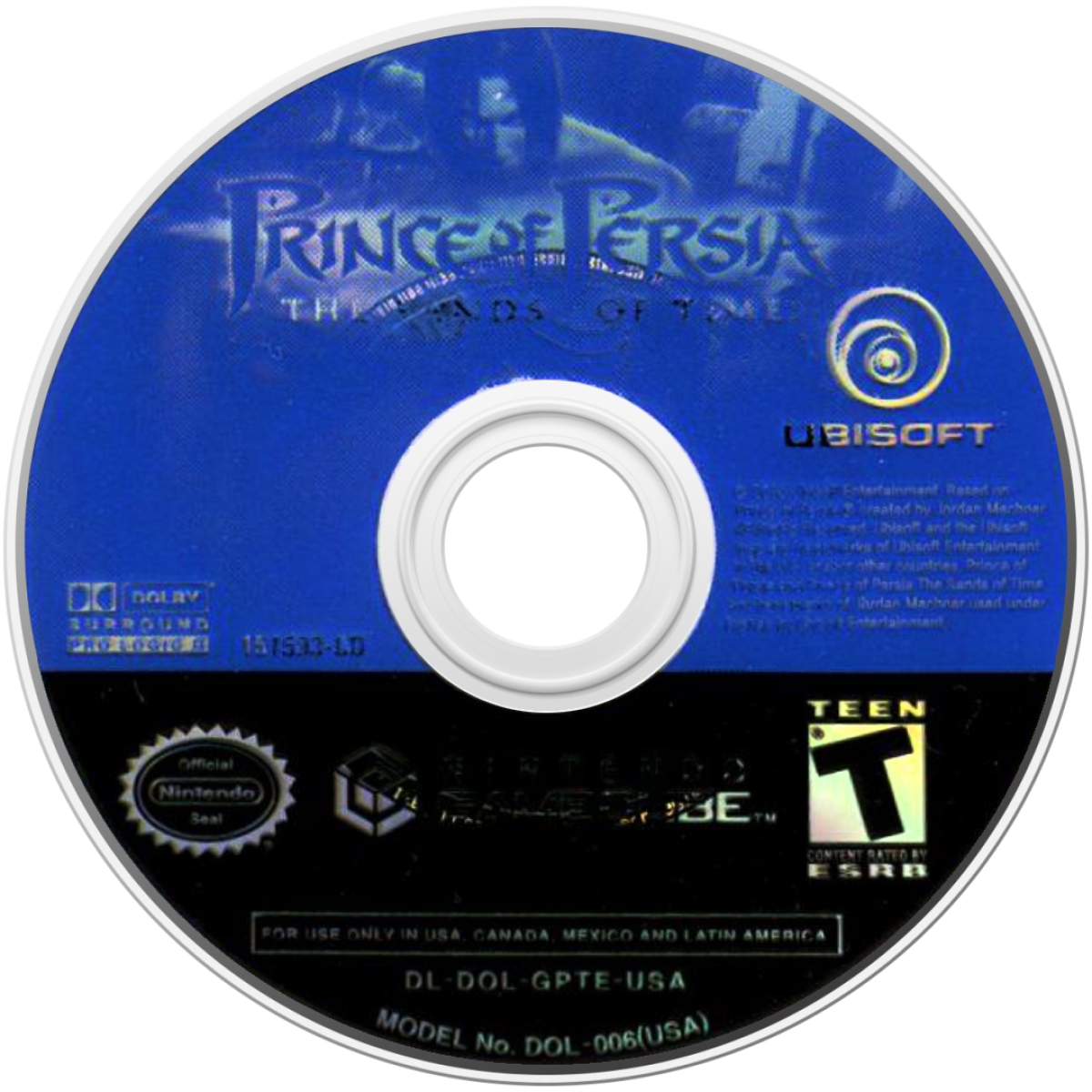Prince of Persia The Sands of Time GameCube GC video game, action adventure, platforming and puzzles, time manipulation gameplay, Nintendo GameCube classic disc