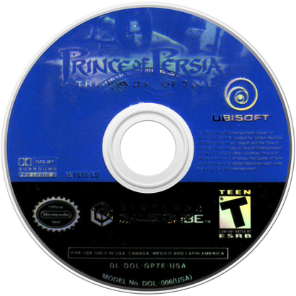 Prince of Persia The Sands of Time GameCube GC video game, action adventure, platforming and puzzles, time manipulation gameplay, Nintendo GameCube classic disc