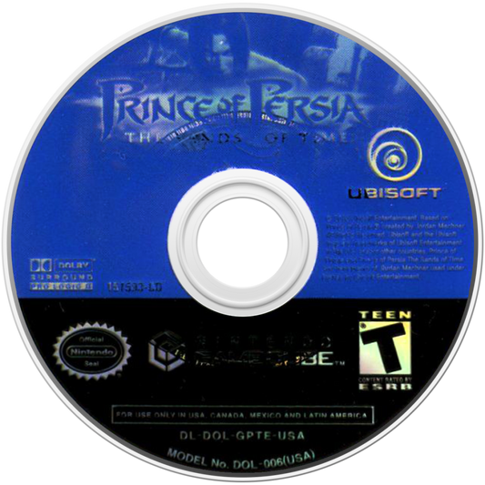 Prince of Persia The Sands of Time GameCube GC video game, action adventure, platforming and puzzles, time manipulation gameplay, Nintendo GameCube classic disc