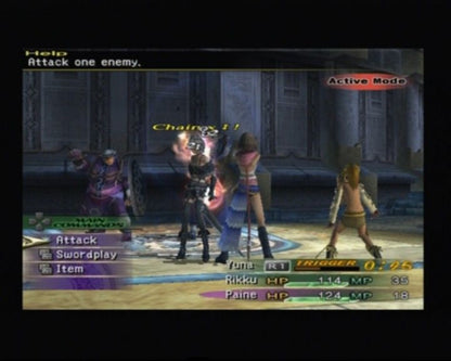 Final Fantasy X-2 gameplay for PlayStation 2 (PS2) fantasy role-playing adventure video game