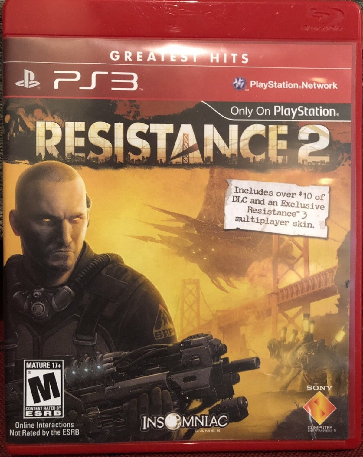 Resistance 2 Greatest Hits PlayStation 3 PS3 video game, first-person shooter, sci-fi alien invasion campaign, multiplayer action title front cover