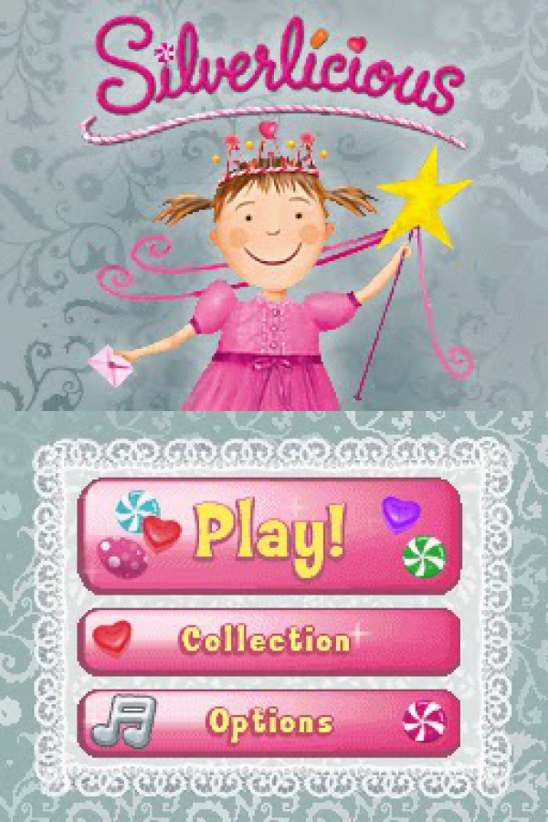 Silverlicious start screen for Nintendo DS (DS) children's adventure video game