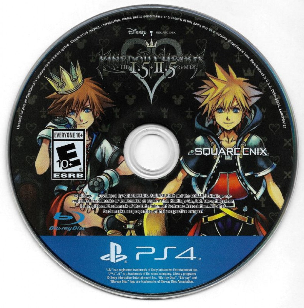 Kingdom Hearts 1.5 + 2.5 Remix for PS4 featuring a complete collection of classic action RPG adventures with updated visuals disc