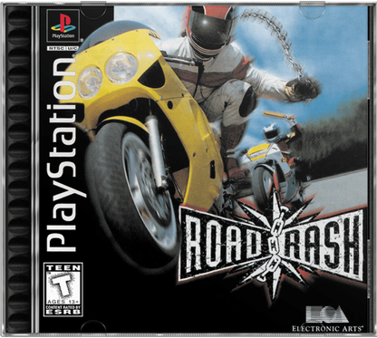 Road Rash cover art for PlayStation 1 (PS1) motorcycle racing video game