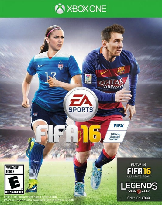 FIFA 16 Xbox One game cover art, box art image for a soccer sports simulation and football video game