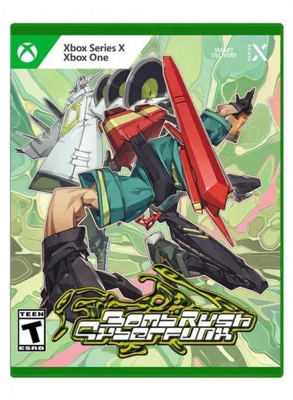 Bomb Rush Cyberfunk Xbox Series X for action sports video game fans featuring graffiti tagging inline skating BMX biking skateboarding street exploration futuristic city environments stylish cel shaded visuals tricks challenges music and high energy urban gameplay collectible gaming appeal front