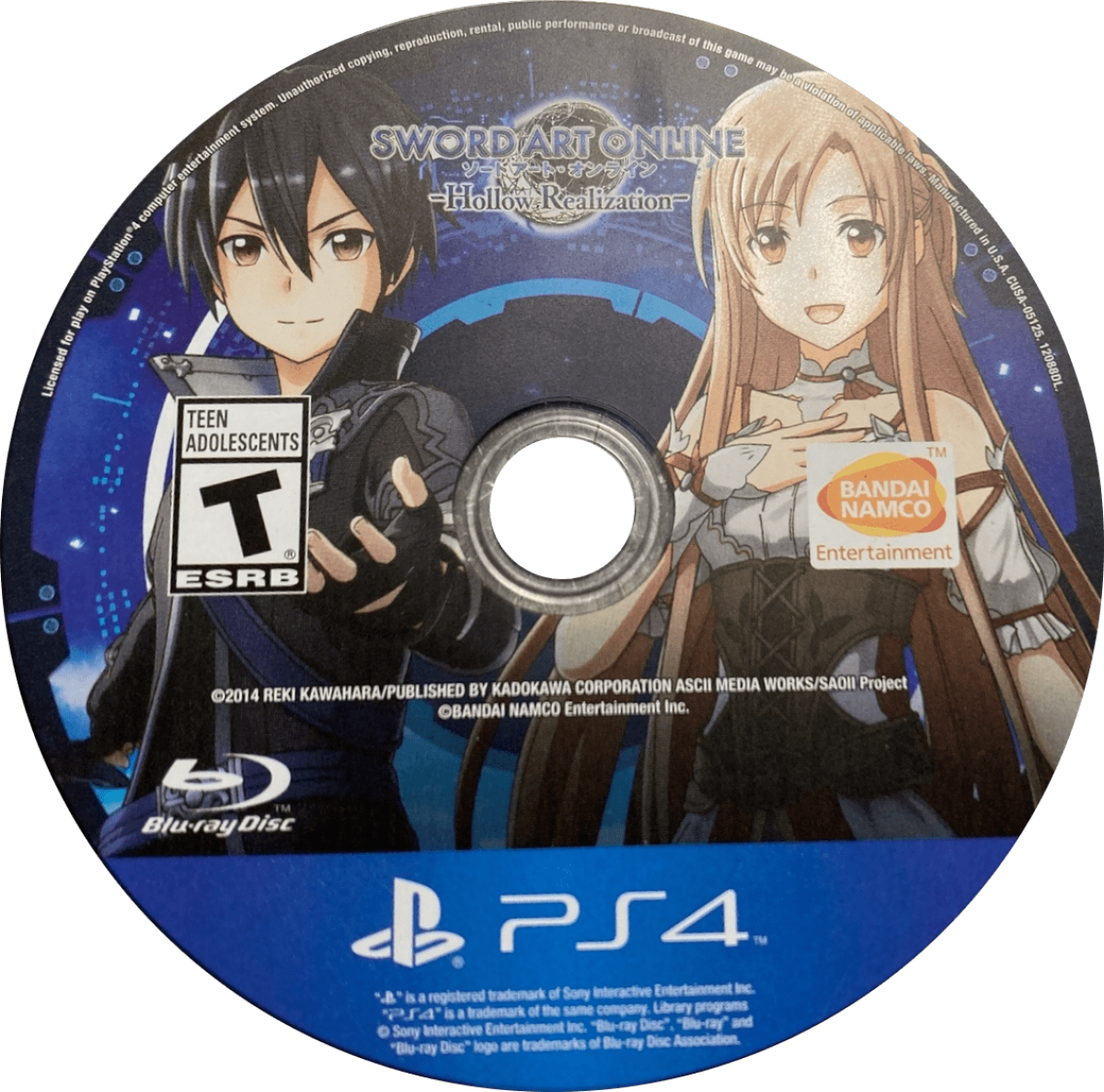Sword Art Online: Hollow Realization – PlayStation 4 (PS4) video game disc, action role-playing game