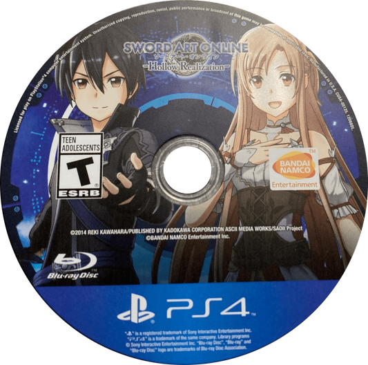 Sword Art Online: Hollow Realization – PlayStation 4 (PS4) video game disc, action role-playing game
