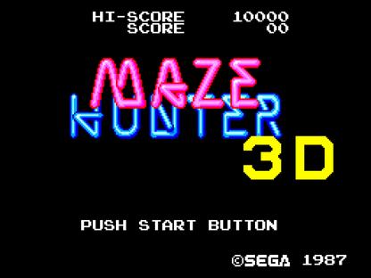 Maze Hunter 3D Sega Master System SMS for arcade action adventure video game fans featuring three dimensional maze exploration enemy battles weapon upgrades power ups challenging labyrinths futuristic environments and classic Sega Master System gameplay collectible retro gaming appeal gameplay