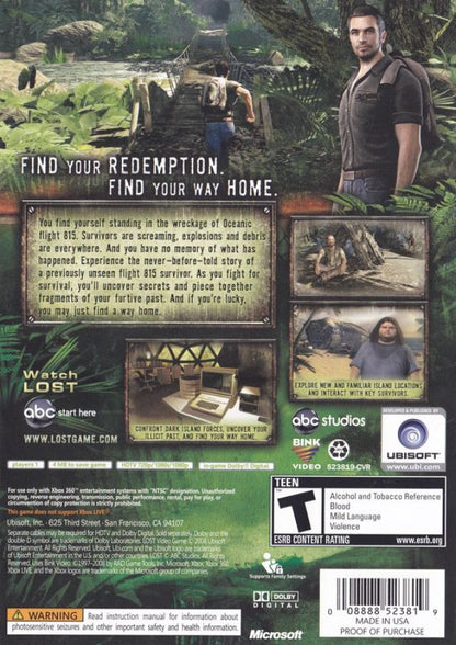 Lost: Via Domus back of case for Xbox 360 (X360) action-adventure video game