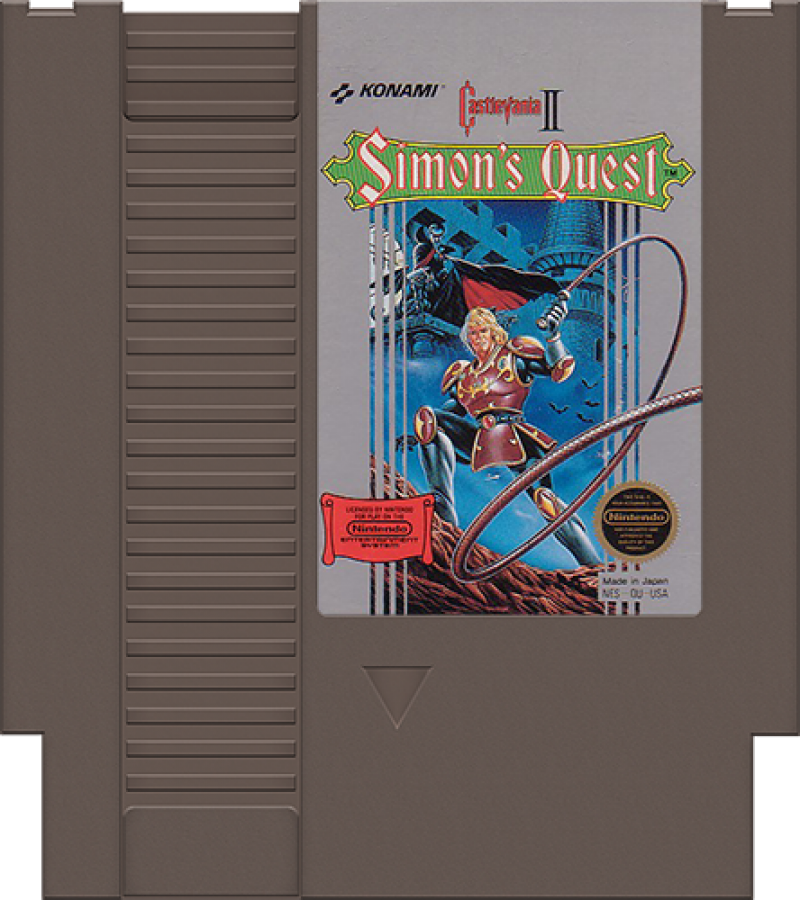 Castlevania II: Simon's Quest – Nintendo Entertainment System (NES) Front Cover Cartridge Art for this Nes Game