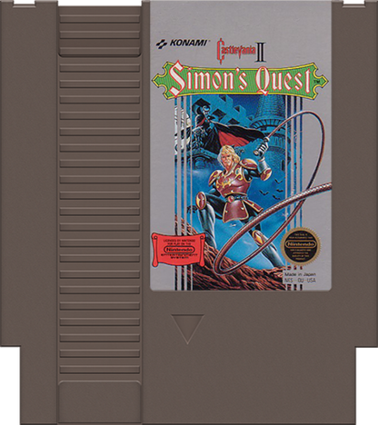 Castlevania II: Simon's Quest – Nintendo Entertainment System (NES) Front Cover Cartridge Art for this Nes Game