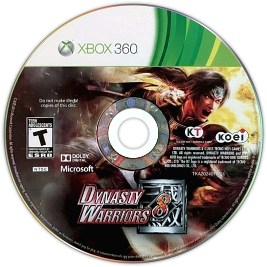 Dynasty Warriors 8 Xbox 360 hack and slash action game Musou style combat massive battles ancient China Three Kingdoms Koei Tecmo Omega Force character roster story campaign multiplayer co op Xbox 360 software video game title disc 