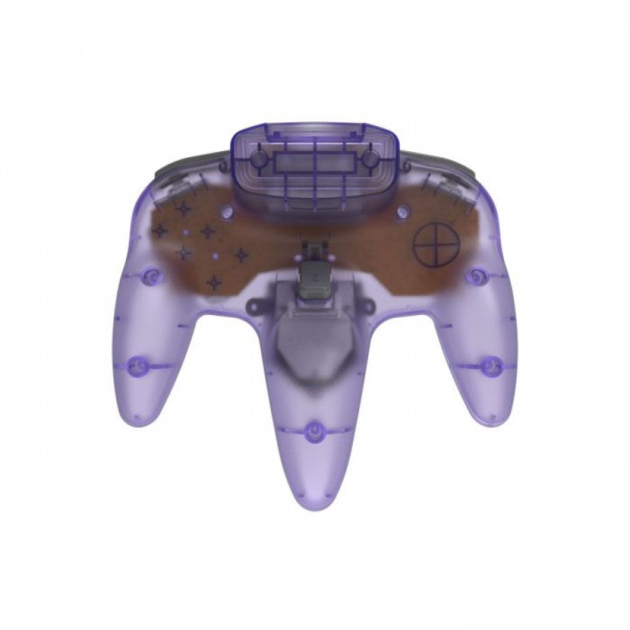 N64 Wireless 2.4GHz Controller for Nintendo 64 N64 Atomic Purple accessory featuring wireless 2.4GHz connectivity classic three prong controller design analog stick directional pad responsive buttons ergonomic grip translucent purple styling and compatibility with supported Nintendo 64 games replacement gaming controller and retro gaming accessory appeal
