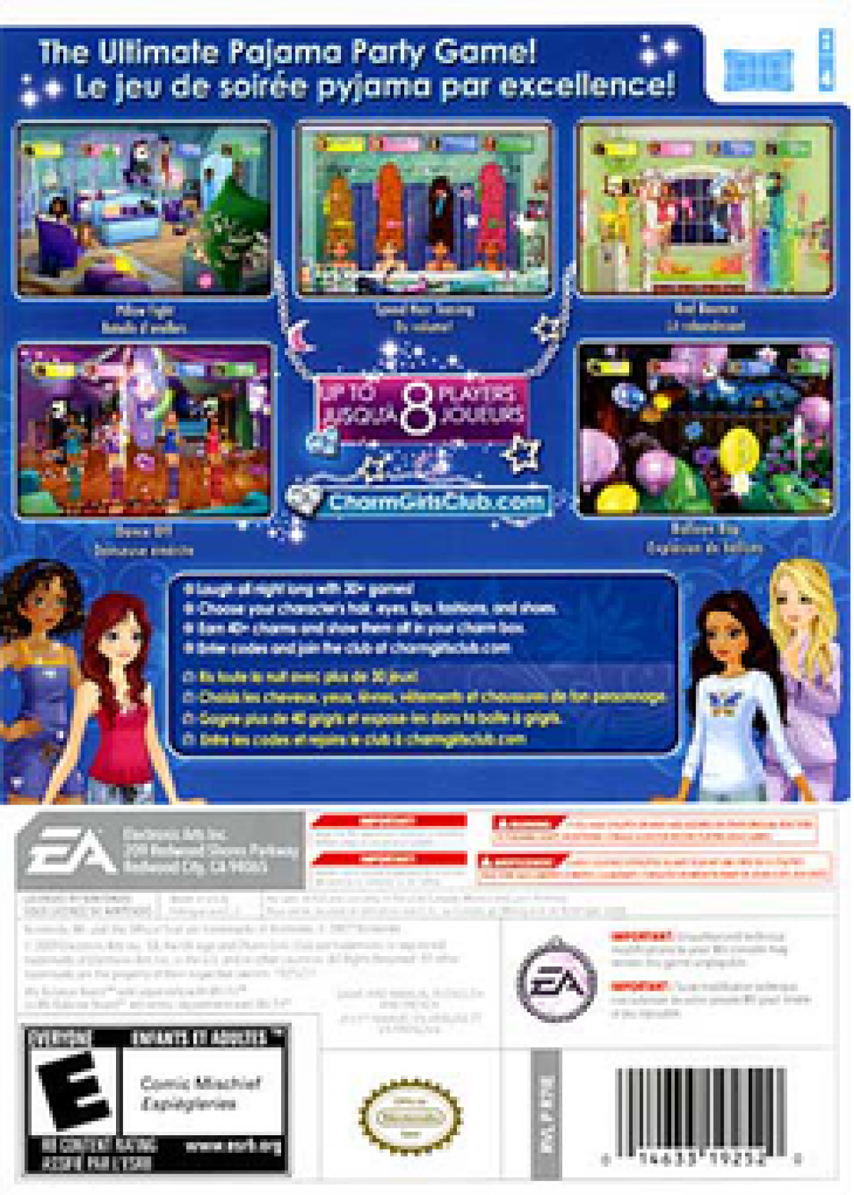 Charm Girls Club: Pajama Party back cover art for Nintendo Wii (Wii) video game