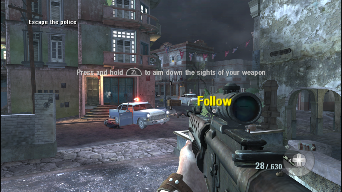 Call of Duty Black Ops Nintendo Wii video game, first-person shooter, military action campaign and multiplayer, motion-controlled console title gameplay screenshot