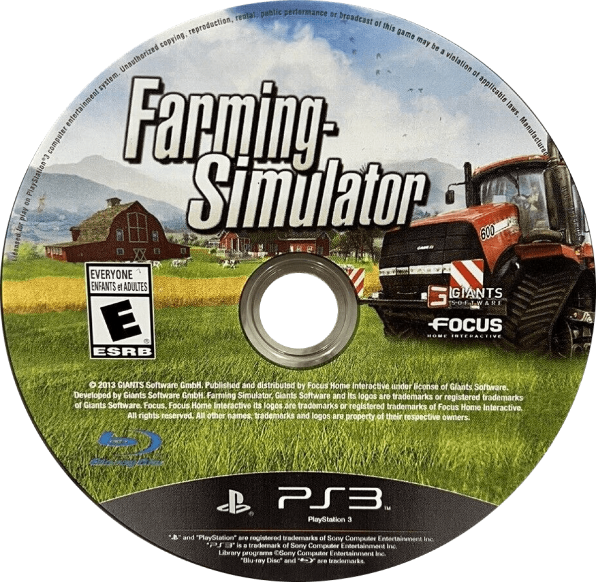 Farming Simulator disc cover art for PlayStation 3 (PS3) farming video game
