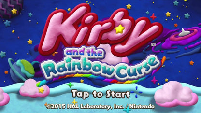Kirby and the Rainbow Curse title screen for Nintendo Wii U (Wii U) video game. 