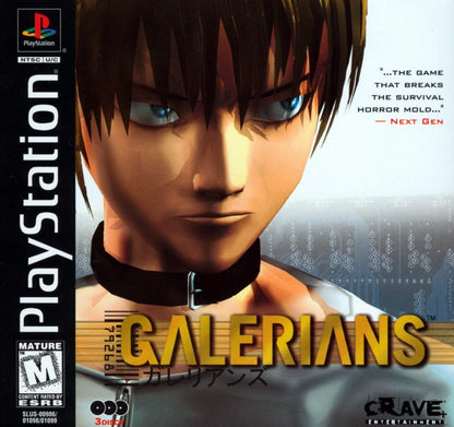 Galerians PlayStation PS1 for survival horror video game fans featuring psychological horror gameplay cinematic storytelling puzzle solving exploration psychic powers tense combat futuristic sci fi setting atmospheric adventure classic horror experience collectible gaming appeal cover art