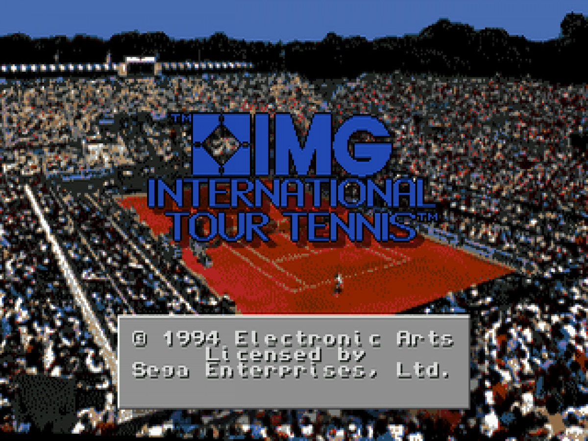 IMG International Tour Tennis title screen for Sega Genesis (GEN) video game