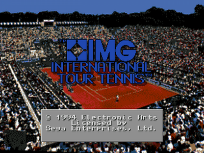 IMG International Tour Tennis title screen for Sega Genesis (GEN) video game