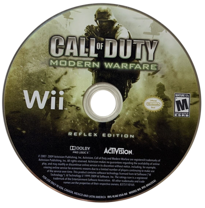 Call of Duty Modern Warfare Reflex Edition Wii game featuring intense first-person shooter action, motion-controlled gameplay, and cinematic modern military combat disc