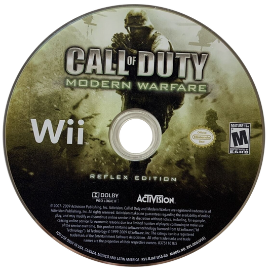 Call of Duty Modern Warfare Reflex Edition Wii game featuring intense first-person shooter action, motion-controlled gameplay, and cinematic modern military combat disc