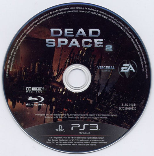 Dead Space 2 disc art for PlayStation 3 (PS3) video game