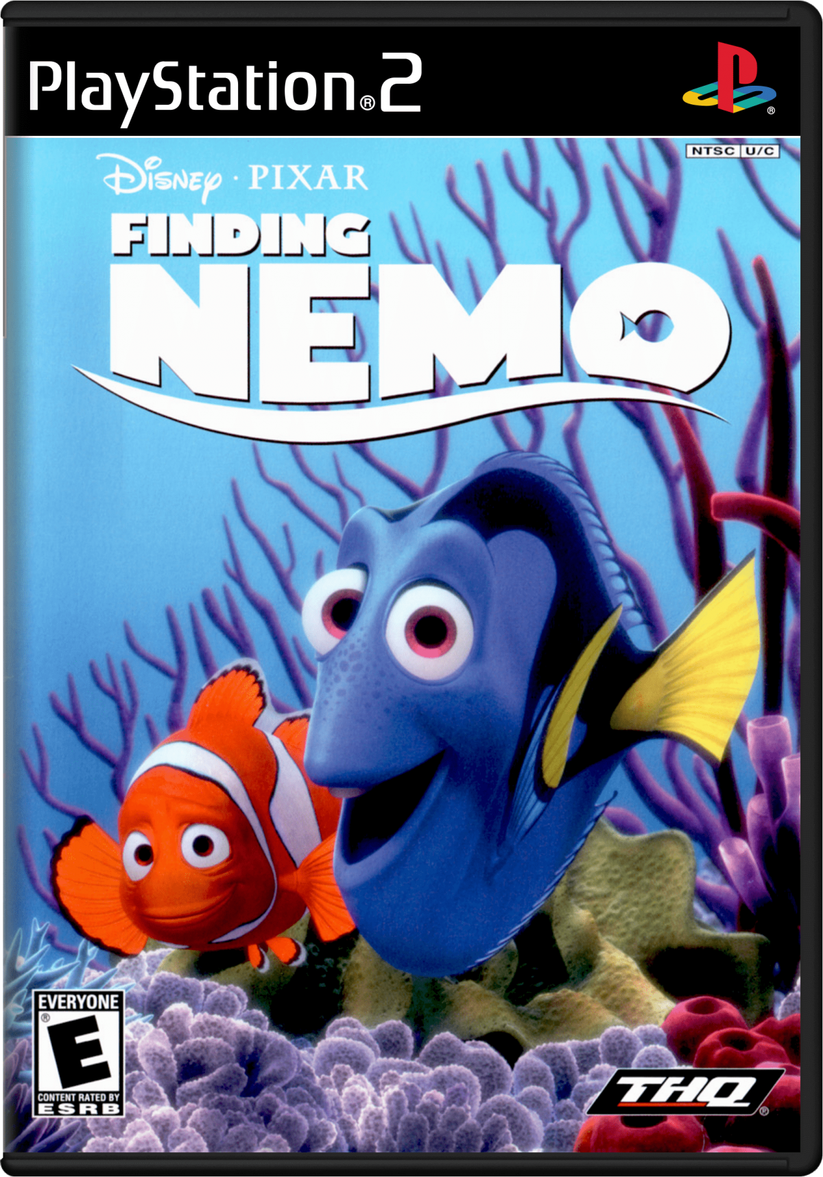 Disney Pixar Finding Nemo for PlayStation 2 action adventure video game featuring movie inspired levels family friendly gameplay iconic characters colorful underwater environments and classic Pixar storytelling experience cover art