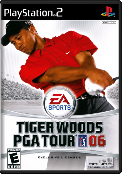 Tiger Woods PGA Tour 06 – PlayStation 2 (PS2) video game cover image, golf sports simulation.