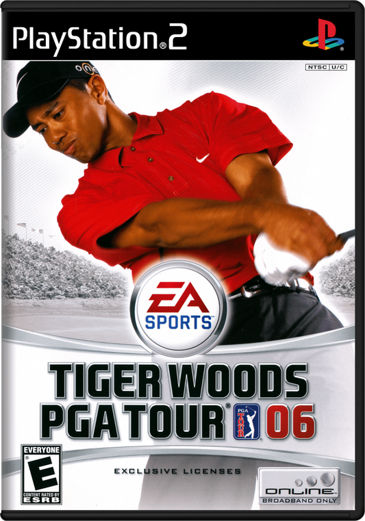 Tiger Woods PGA Tour 06 – PlayStation 2 (PS2) video game cover image, golf sports simulation.