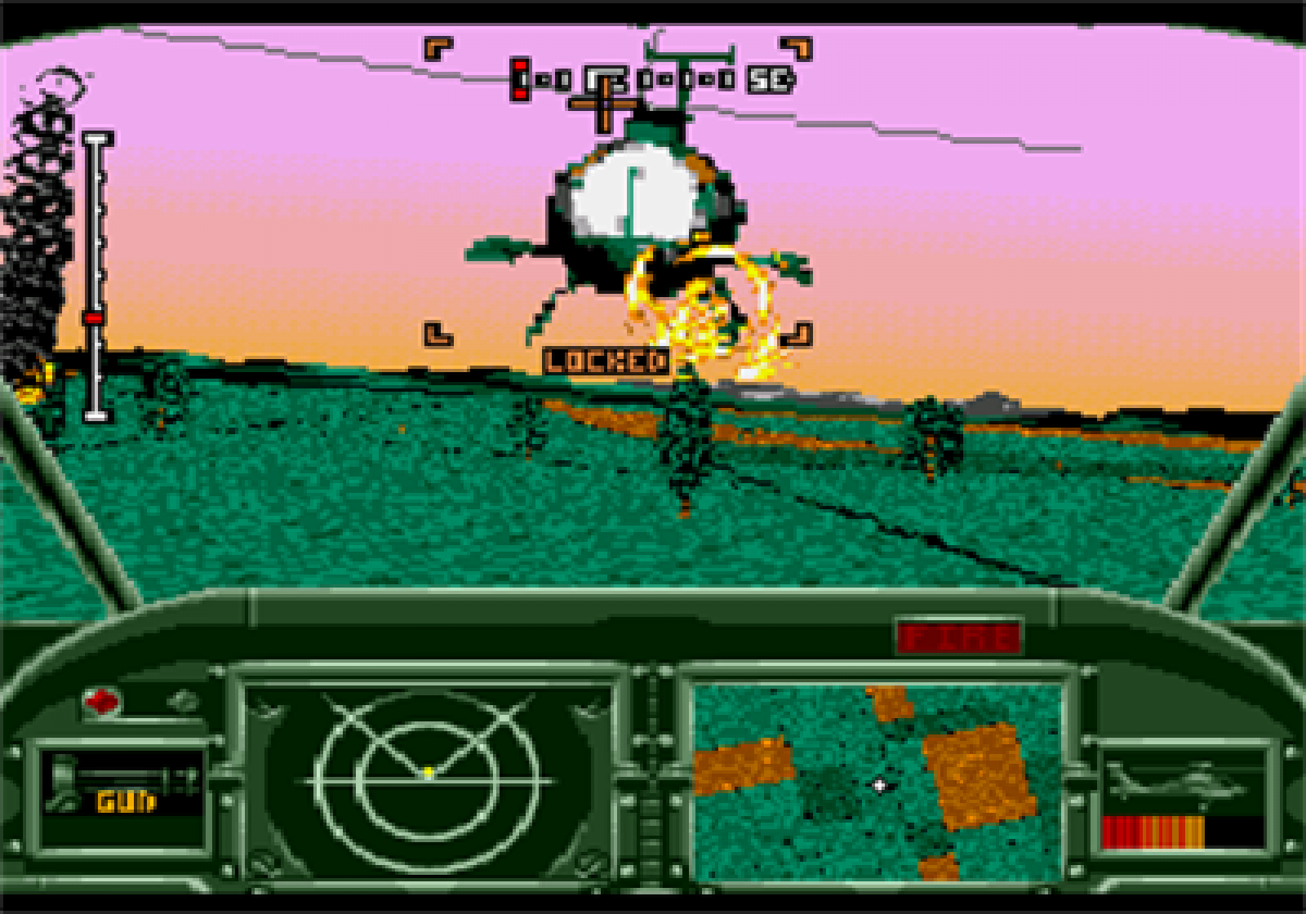AH-3 Thunderstrike Sega CD helicopter combat flight shooter arcade style aerial missions military action top down shooting bombing runs fast paced gameplay CD audio soundtrack retro gaming Sega CD software video game title gameplay